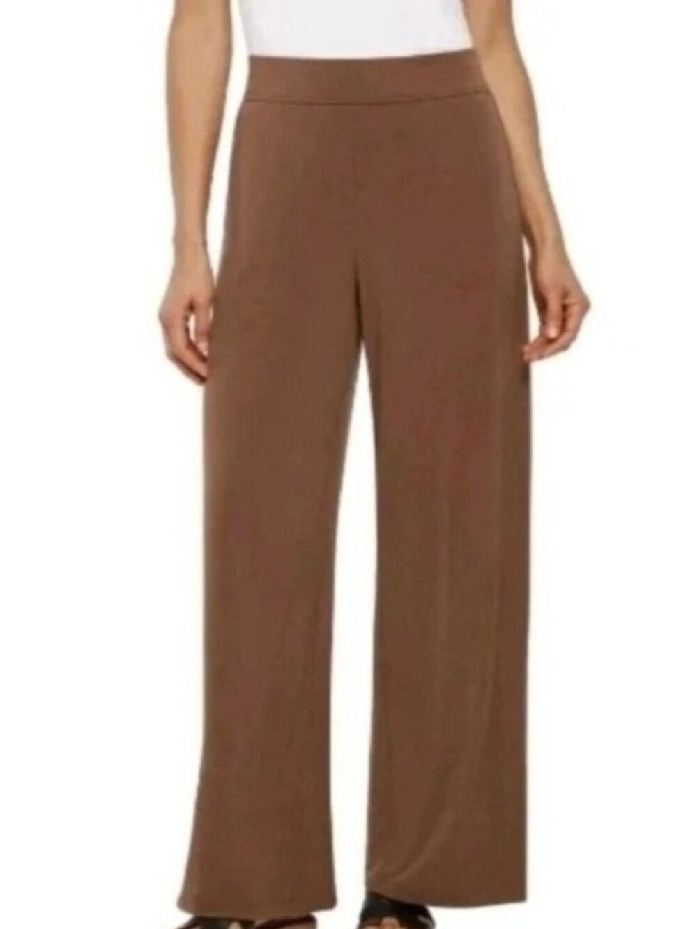 NWT Three Dots Women's XL Brown Wide-Leg Pants Polyester Blend